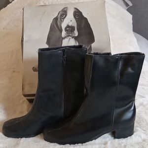 NIB vintage Hush Puppies leather winter boots lined zip up 2" heel women's 7.5 M